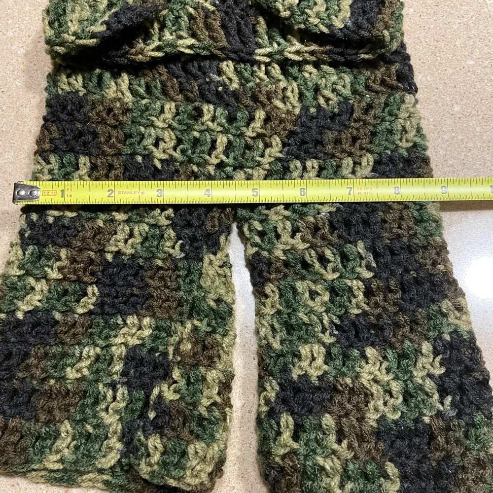 Handmade Camouflage Hand Knit /Crocheted Infant Set- Cardigan and Pants